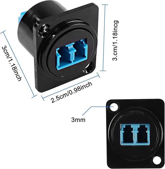 XMSJSIY LC Fiber Optic Panel Mount Adapter Connector D-Type LC Female to Female - Image 2