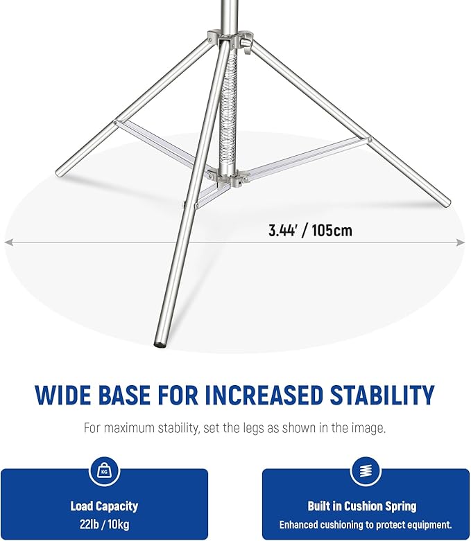 NEEWER 2Pcs 9.2ft Stainless Steel Light Stands, Spring Cushioned Heavy Duty - Image 4