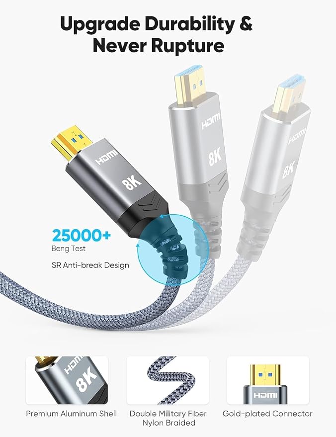 Highwings Long 8K Fiber Optic HDMI Cable 49FT, 2.1 Unidirectional 48Gbps - Image 5