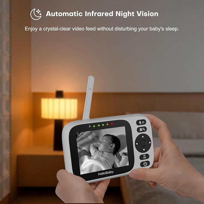 HelloBaby 3.2'' Baby Monitor 3 Cameras, Video Audio Baby Monitor No WiFi - Image 3