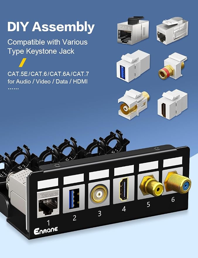 6 Port Patch Panel Blank Keystone Patch Panel STP&UTP Compatible - Image 3