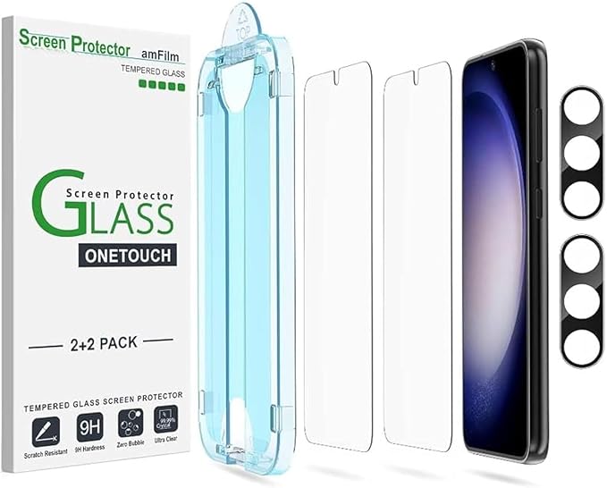 amFilm Auto-Alignment OneTouch for Samsung Galaxy S23 6.1" Screen Protector + by amFilm