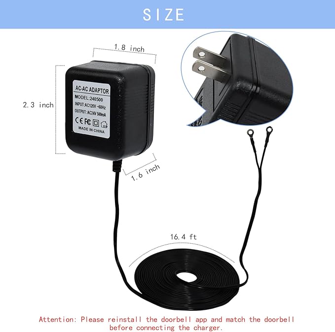 24V 500mA Video Doorbell Power Adapter Compatible - Image 5