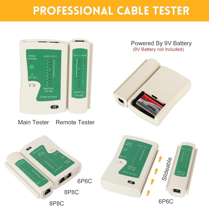 RJ45 Crimp Tool Kit for Cat5 Cat5e Cat6 Modular Plugs Connectors, 8P/RJ-45 - Image 6
