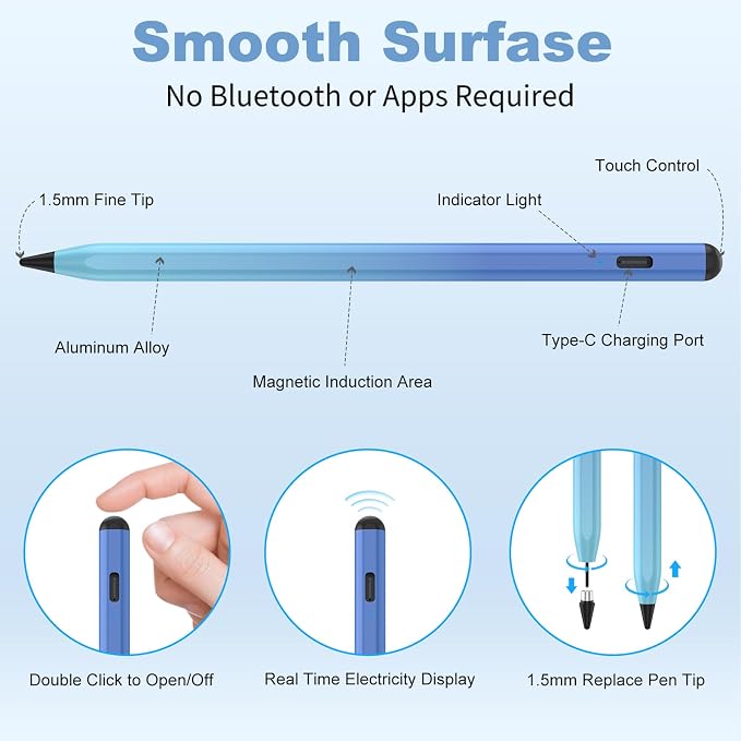 Stylus Pen for iOS&Android Touch Screens, Active Pencil for Samsung, Smart - Image 5