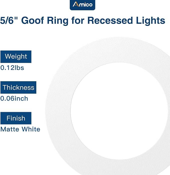 Amico 12 Pack Goof Rings for 6 Inch Recessed Lights, Can Light Trim Ring Cover - Image 7