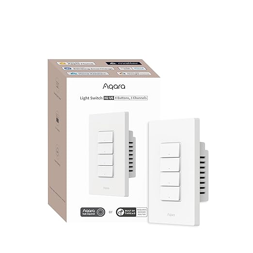 Aqara Smart Light Switch H2, Thread/Zigbee Protocol, Wall Switch by Aqara