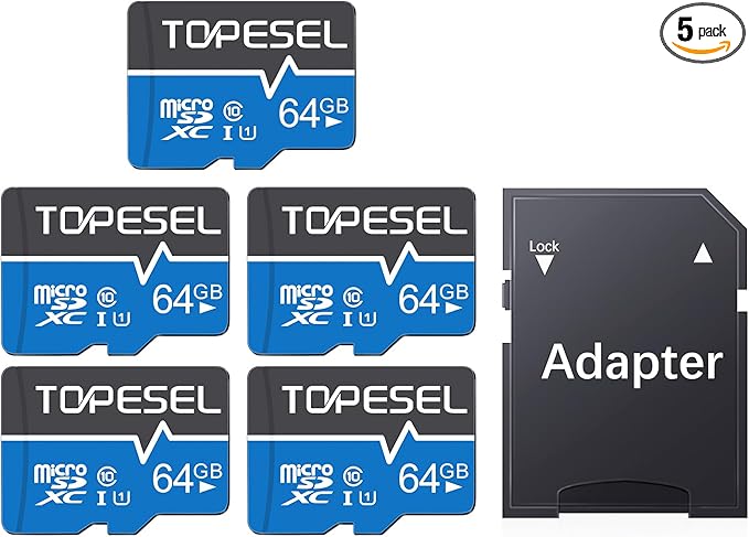 TOPESEL 64GB Micro SD Card 5Pack Micro SDXC Memory Card UHS-I, High Speed Flash by TOPESEL
