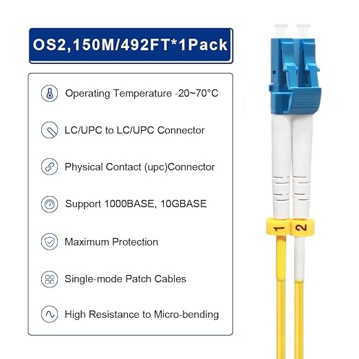 FLYPROFiber- 150M/492ft OS2 Fiber Patch Cable LC to LC, Length Options: - Image 4