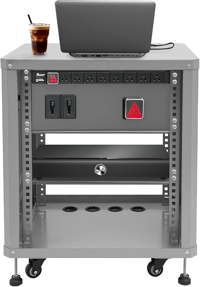 12U Home Audio & Video Stage Stereo Equipment Storage Cabinet Stand On Wheels by EcoTypee