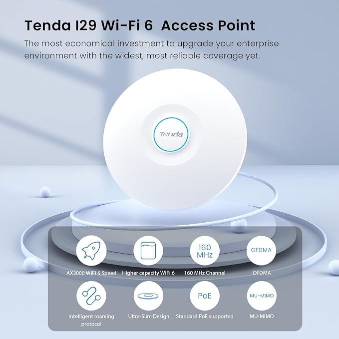 Tenda WiFi 6 Wireless Access Point, AX3000 Dual-Band Ceiling Mount WiFi Access - Image 2