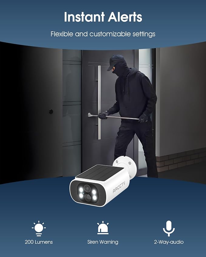 ARCCTV Solar Security Camera Outdoor Wireless, 4MP Battery Powered Home - Image 6
