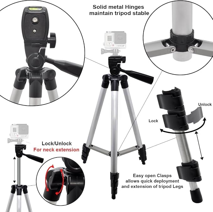 Acuvar 50" Aluminum Camera Tripod Stand - Image 2