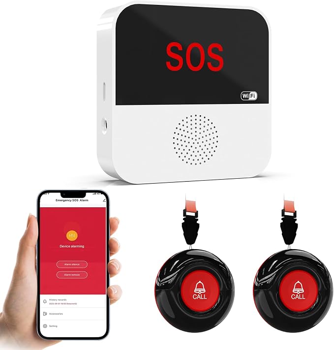 SanJie Wi-Fi Wireless Caregiver Pager Call Button by SANJIEGuardSecurity