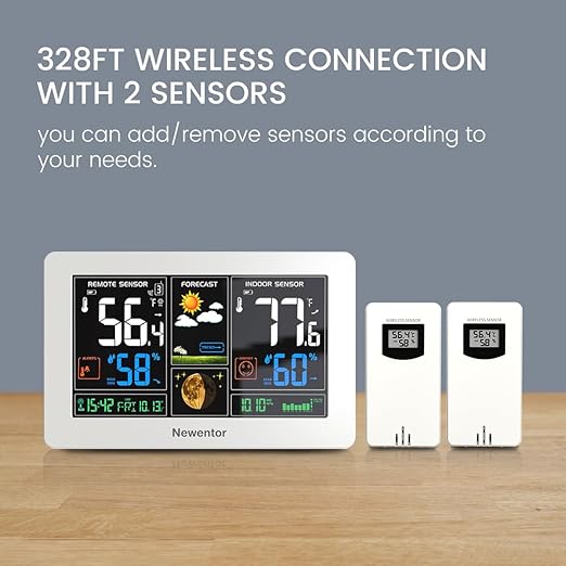 Newentor Weather Station Wireless Indoor Outdoor Thermometer, Color Display - Image 2