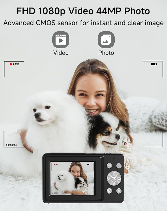 Digital Camera for Kids, FHD 1080P 44MP Point and Shoot Digital Camera - Image 2