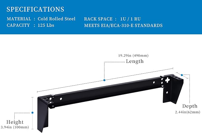 RackPath 1U Vertical Wall Mount Rack - Image 2
