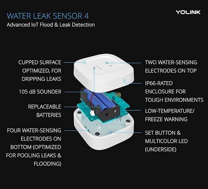 YoLink Water Leak Starter Kit: Hub + 2 Leak Sensor 4, LoRa Long-Range, - Image 3