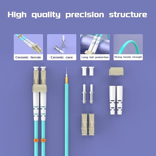 Fiber Patch Cable 164ft/50meters LC/UPC to SC/UPC OM3 10Gb/Gigabit MultiMode - Image 4