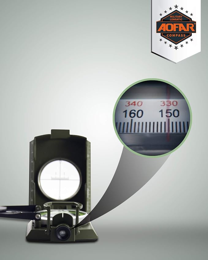 AOFAR AF-4074 Military Compass for Hiking, Lensatic Sighting Waterproof - Image 4