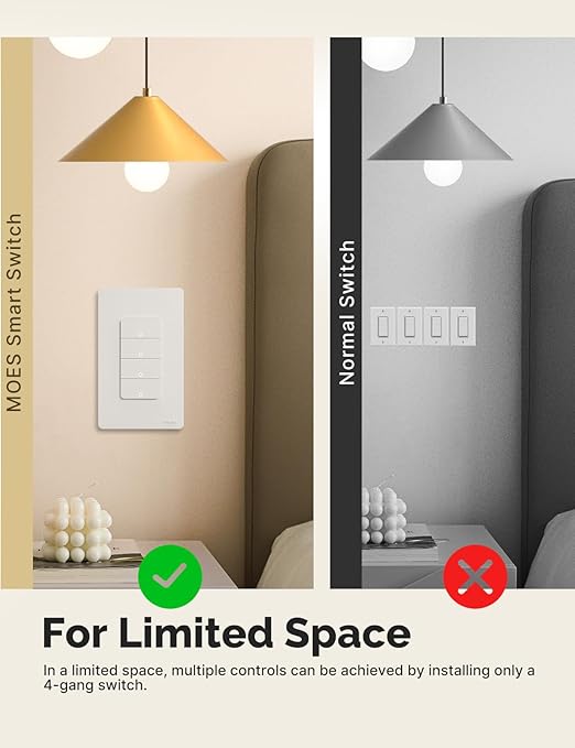 MOES Smart Double Light Switches, WiFi 2 Gang Single Pole Switch, No Netural - Image 6