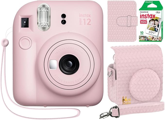 Fujifilm Instax Mini 12 Instant Camera Blossom Pink + Minimate Custom Designed by FUJIFILM