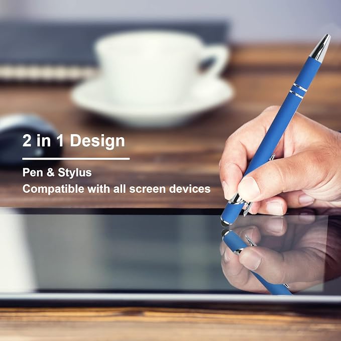 Oddmoal Ballpoint Pen with Stylus Tip, Soft Touch Click Metal Pen, 1.0mm Medium - Image 3