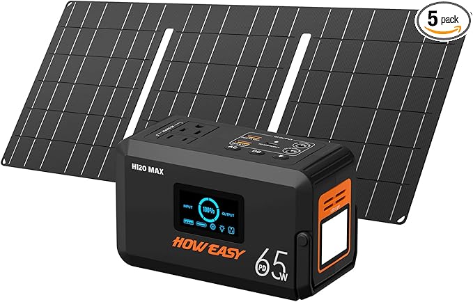 HOWEASY Solar Generator 135W, Portable Power Station by HOWEASY