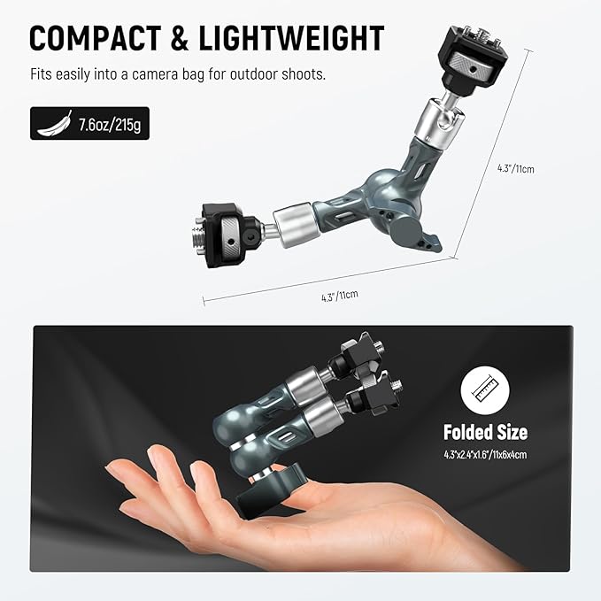 NEEWER 7" Articulating Magic Arm, Camera Monitor Mount Ball Heads Anti Twist - Image 6