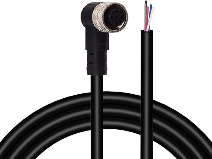 M12 Female 5 Pin Right Angle 6.5Ft/2M Connector Aviation Link Cable by Lonlonty