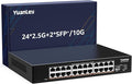 24 Port 2.5G Umanaged Ethernet Switch, 24 x 2.5Gb Base-T Ports, 2 x 10G SFP+ by YuanLey