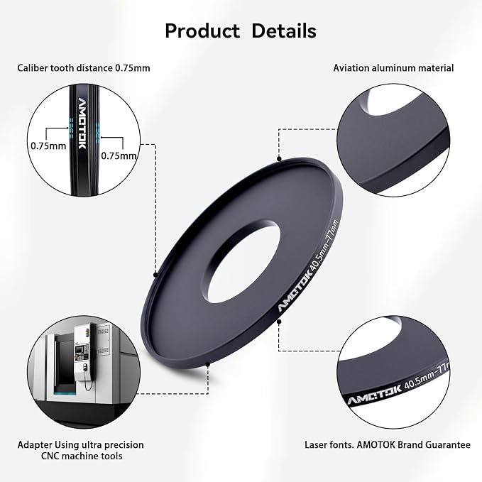 40.5mm Lens to 77mm Camera Lens Adapter, 40.5mm to 77mm Filter Step up Ring - Image 3