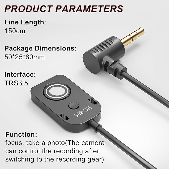 RC301-3.5mm for Fuji GFX100II/GFX100 RF xs10 XT50 Cable Shutter Release Cable - Image 9