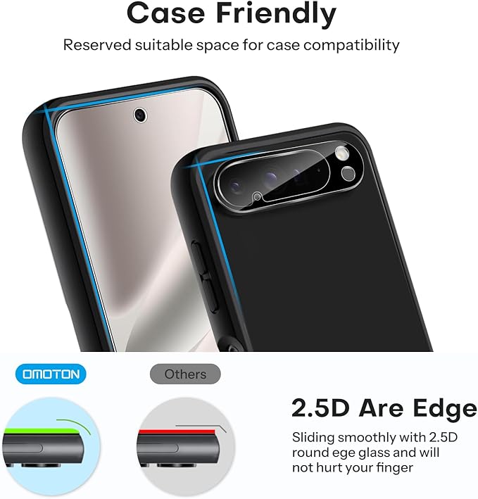 OMOTON 3+2 Pack for Google Pixel 10 Pro Screen Protector 6.3 inch, 3 Pack - Image 6