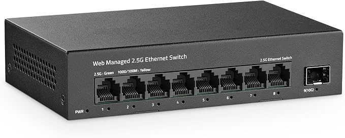 8 Port 2.5G Managed Switch, 8 x 2.5Gbps Base-T Ports and 10G SFP+ Slot by YuLinca
