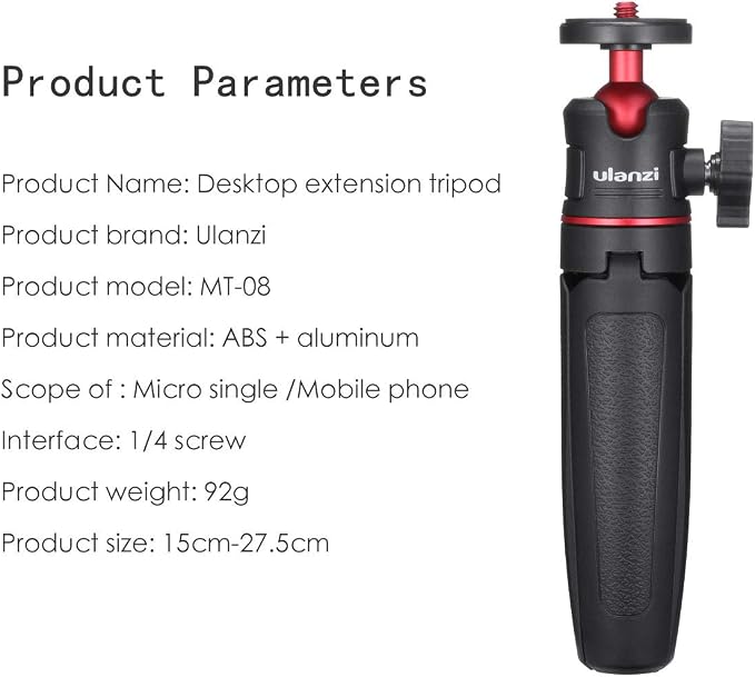MT-08 Black Mini Tripod for Camera, 1/4" Screw Universal Tripod Compatible - Image 5