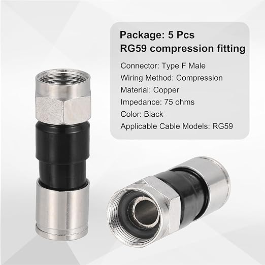 MECCANIXITY 5 Pcs F Type Coaxial Cable Compression Connectors, 75 Ohm Copper - Image 3