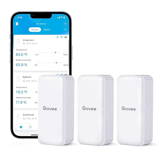 Govee Hygrometer Thermometer 3Pack H5100, Mini Bluetooth Temperature Humidity by Govee
