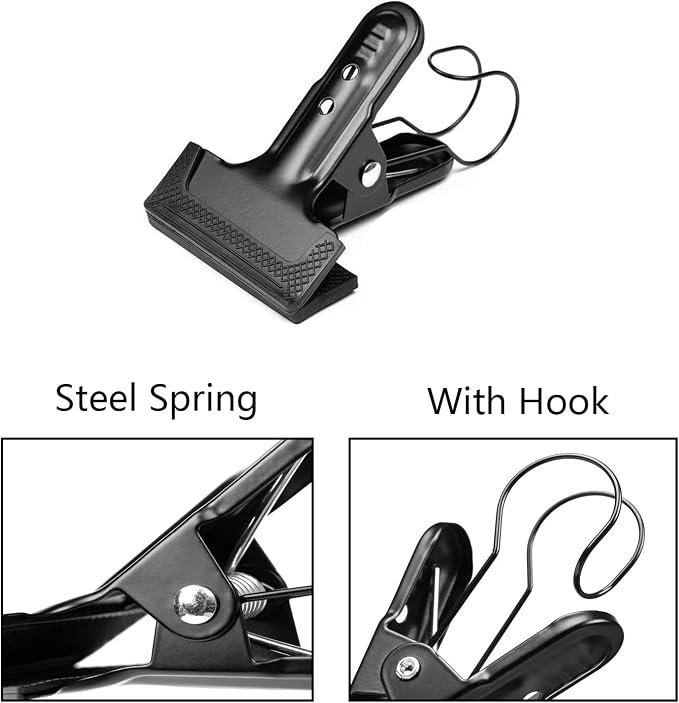Backdrop Spring Clamps With Hook- 4 Pack of 4" Heavy Duty Clips - Image 3