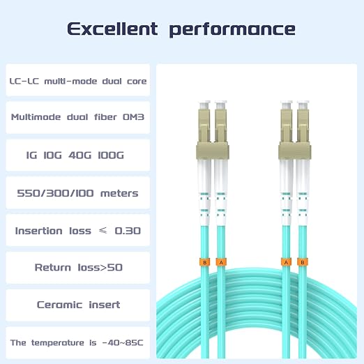 100Meters 328ft LC/UPC-LC/UPC 10GB Multi-Mode Fiber Optic Cable LC to LC OM3 - Image 2