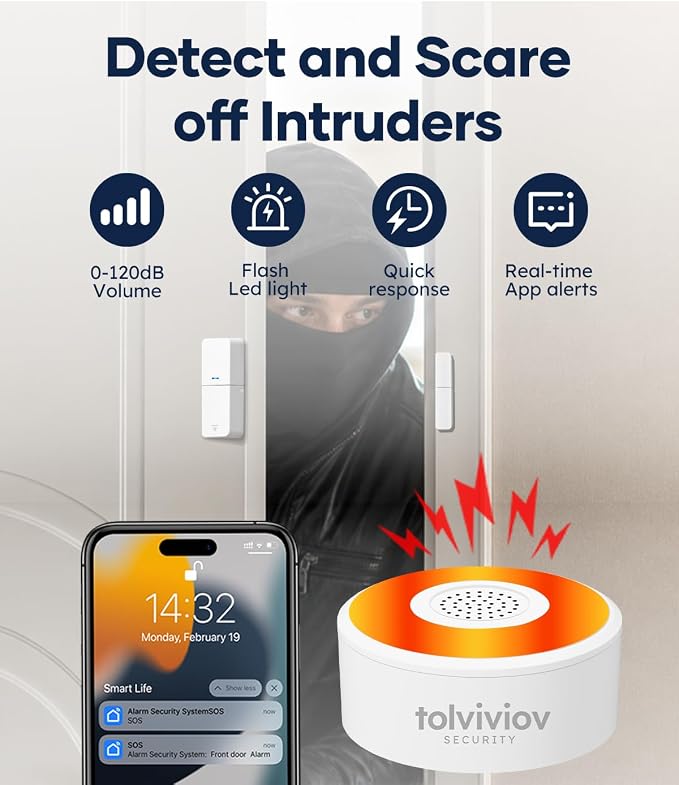 tolviviov Home Alarm System, 12 Pieces Smart Home Alarm Security System DIY No - Image 2