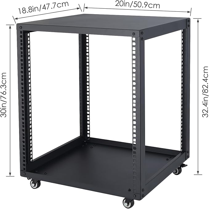 SC02 12U 19" Open Frame Network Server AV Gear Equipment Rack Mobile Storage - Image 2