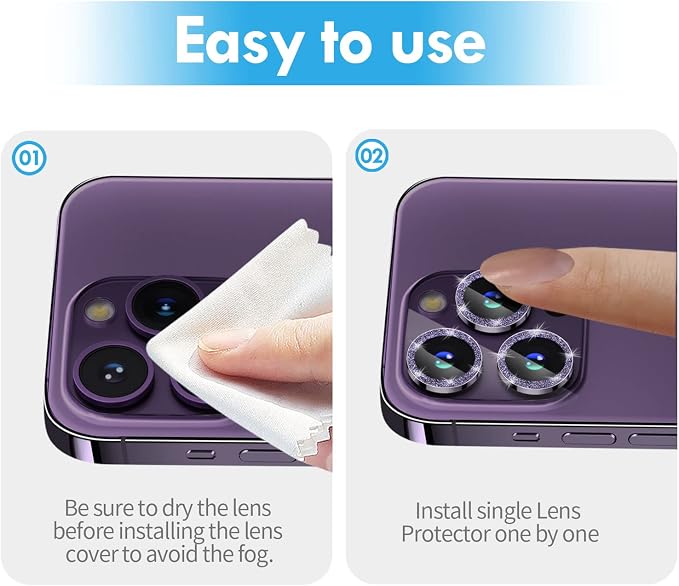 for iPhone 14 Pro/14 Pro Max Camera Lens Protector Bling, 9H Hardness - Image 7
