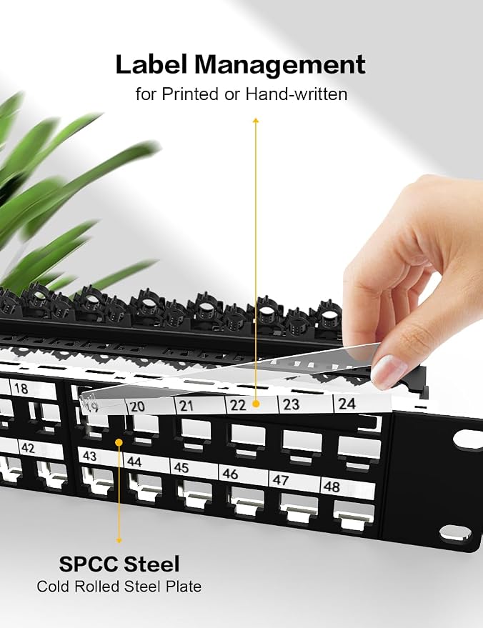 48Port Blank Keystone Patch Panel Rackmount&Wall Mount 1U 19-inch Network - Image 5