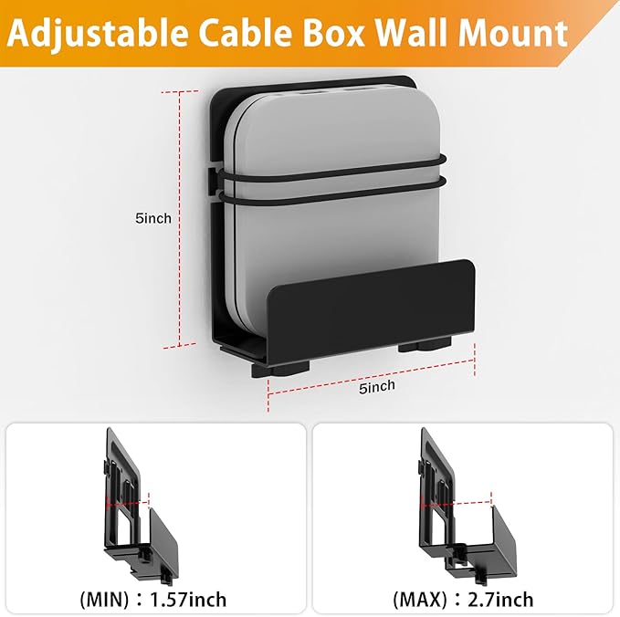 Cable Box Mount, Modem Mount, Adjustable Cable Box Wall Mount Bracket - Image 2