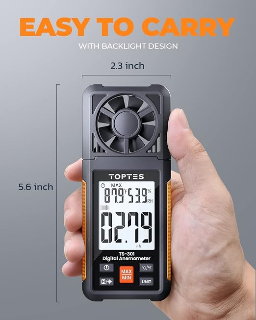 TopTes TS-301 Digital Anemometer, Wind Speed Meter - Image 6