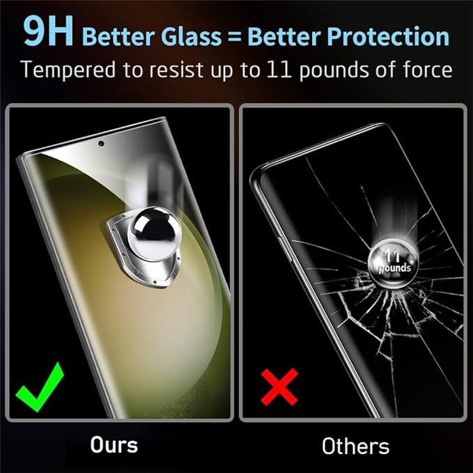 3 Pack Galaxy S23 Ultra Screen Protector, HD Clear Tempered Glass, Fingerprint - Image 3