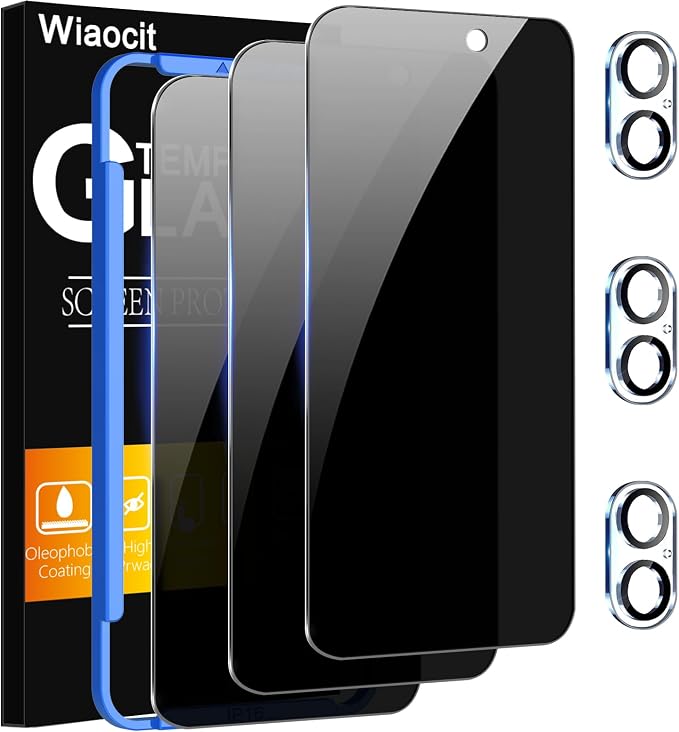Wiaocit 3 Pack Tempered Glass Privacy Screen Protector by Wiaocit