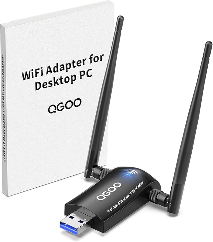 WiFi Adapter for Desktop PC, QGOO Wireless AC1300Mbps USB 3.0 Network Dongle by QGOO
