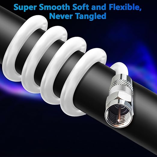 Elecan 25 Ft RG6 Coaxial Coax Cable Connectors Set, Quad Shielded High-Speed - Image 5